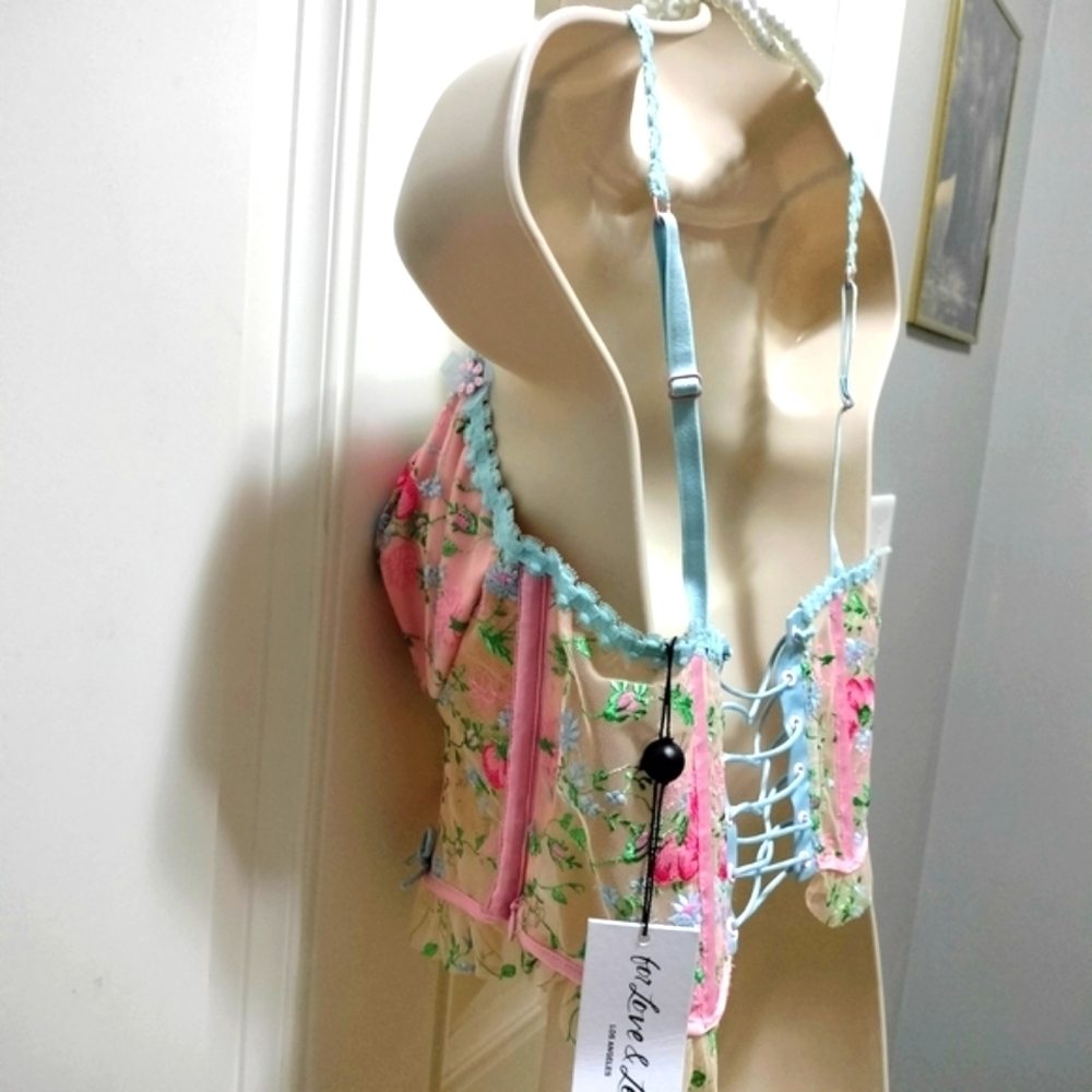 Victoria's Secret Pink and Blue Floral Lace Bra Size Medium - Picture 5 of 10